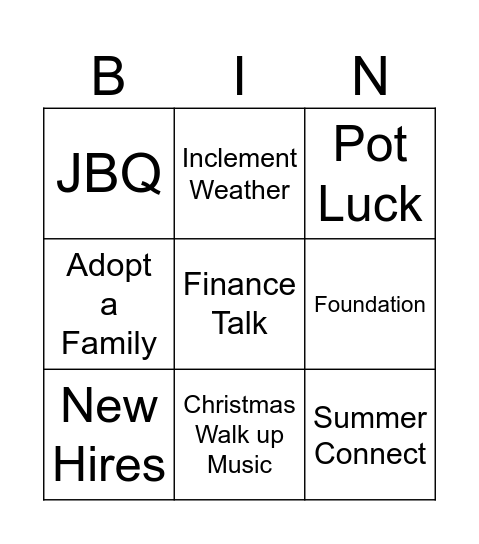 Annual Meeting Bingo Card