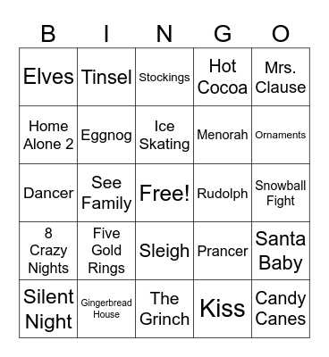 Holiday Bingo Card