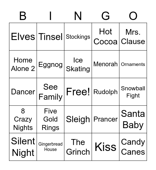 Holiday Bingo Card