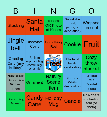 Holiday Scavenger Hunt Bingo Card