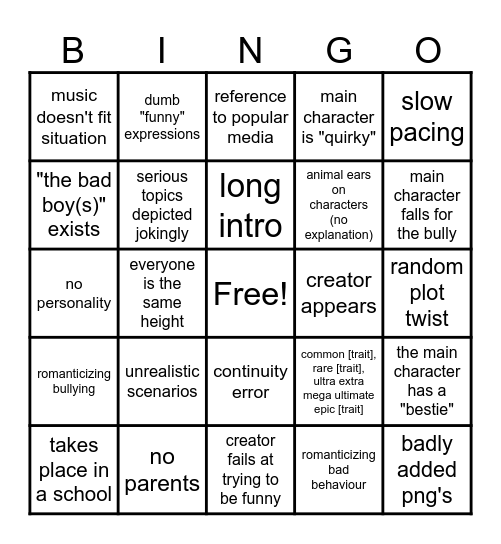 Gacha video Bingo Card