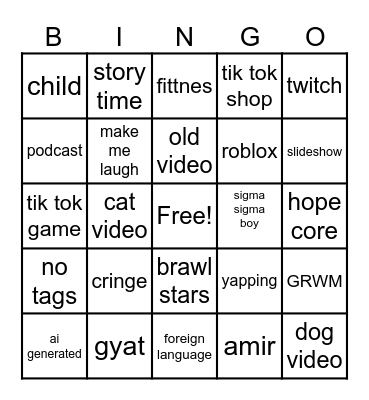 tik tok challenge bingo Card