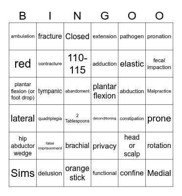 1st Semester Final Exam Review Bingo Card