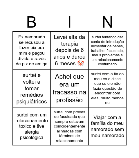 BINGO DOS SURTOS ✨ Bingo Card