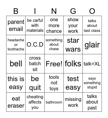 Mr. Nelson Bingo Card