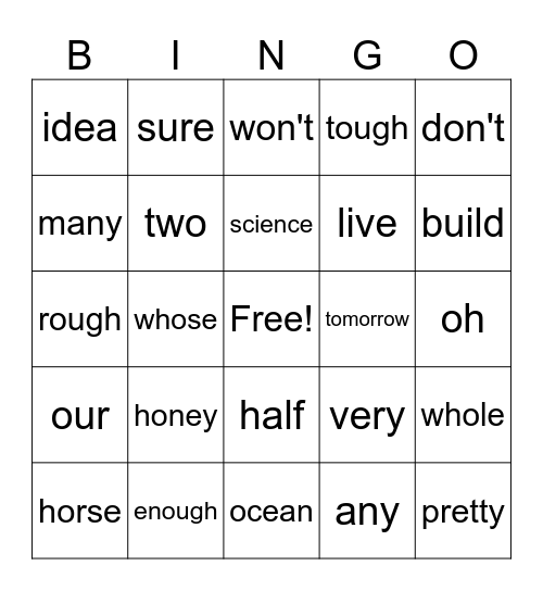 76 Bingo Card