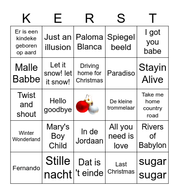 Muziekbingo OVVH december 2024 Bingo Card