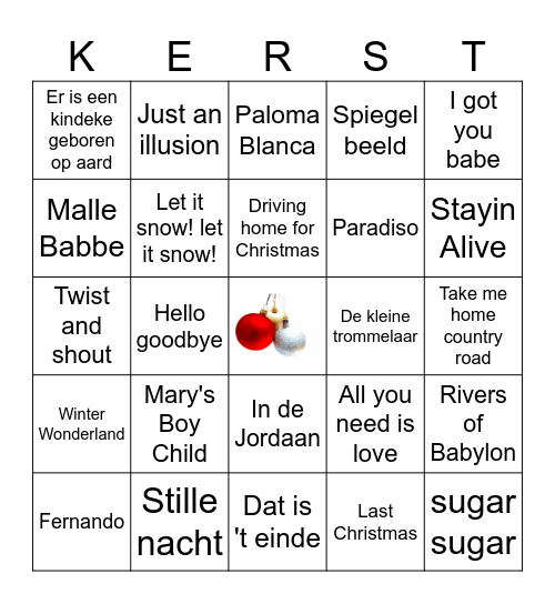 Muziekbingo OVVH december 2024 Bingo Card