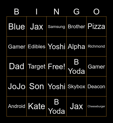 Lamont's 50th Birthday Bingo Card