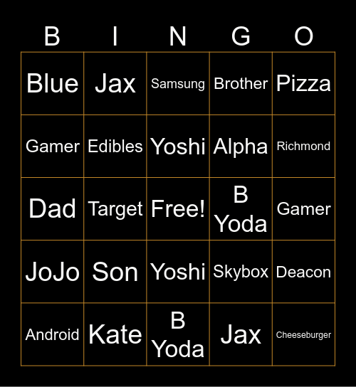 Lamont's 50th Birthday Bingo Card