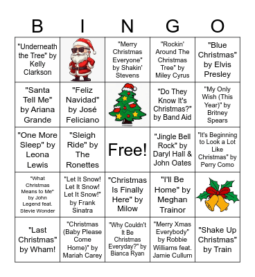 Kerst Hits Bingo Card