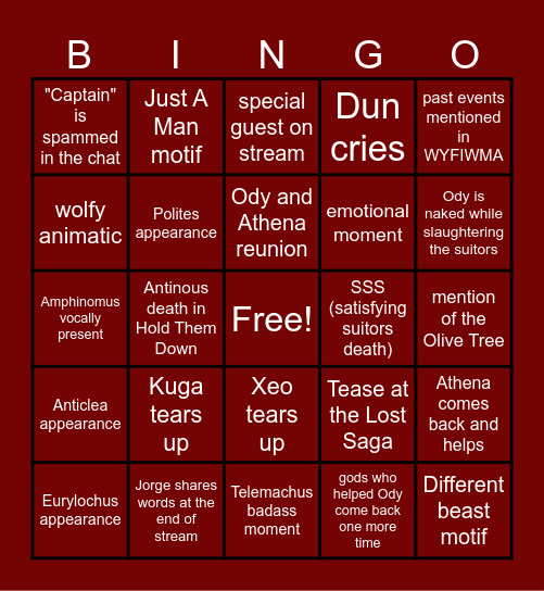 Ithaca Saga B I N G O Bingo Card