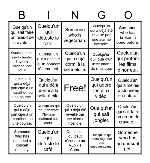 Bingo Noel Bingo Card