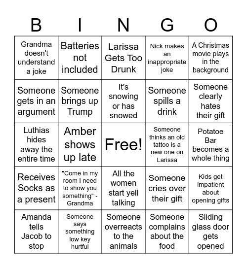 Christmas 2024 Bingo Card