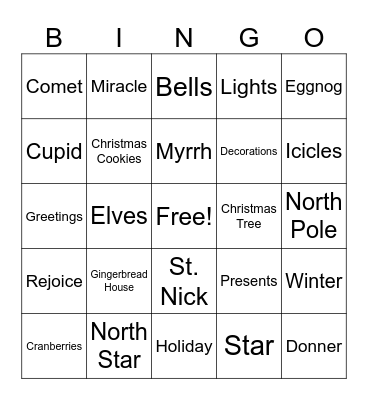 Christmas Round 2 Bingo Card