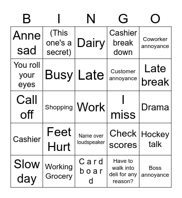Retail Bingo Card