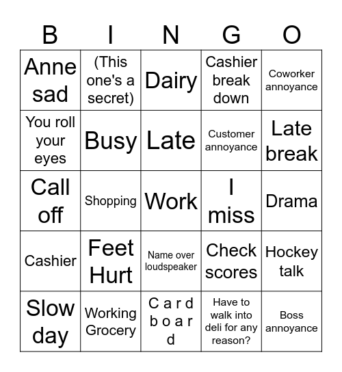 Retail Bingo Card