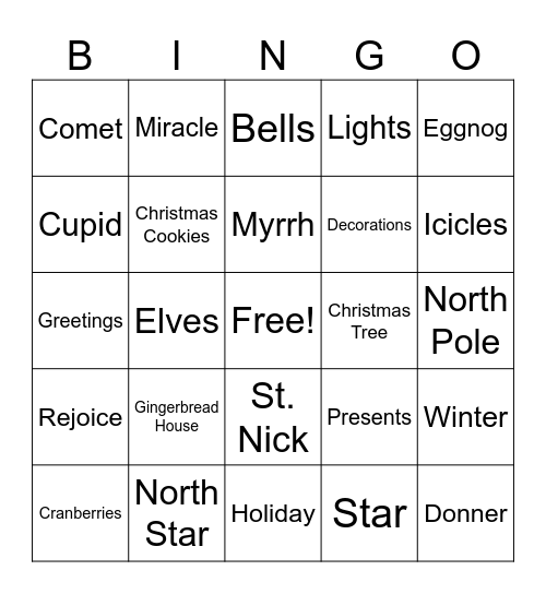 Christmas Round 2 Bingo Card
