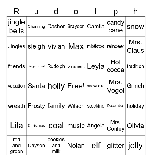 Christmas Bingo! Bingo Card