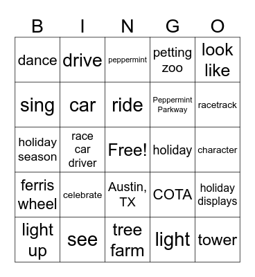 Peppermint Parkway Bingo Card