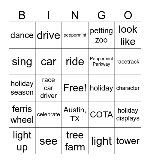 Peppermint Parkway Bingo Card