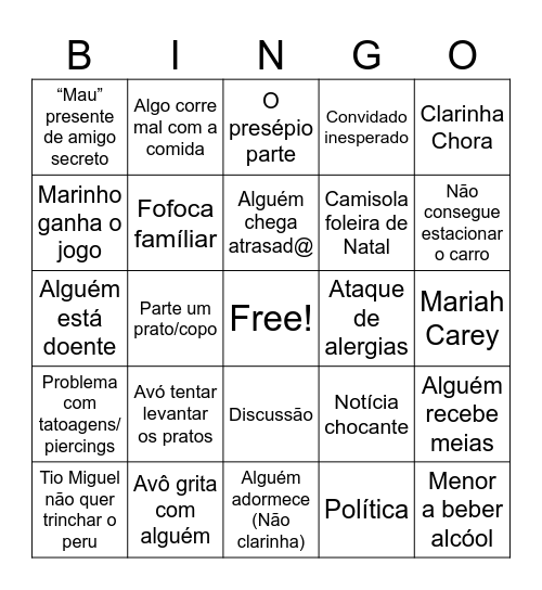 Bingo Natal Bingo Card