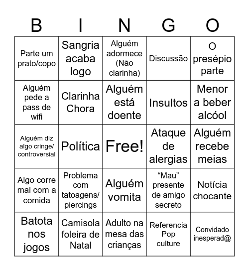 Bingo Natal Bingo Card