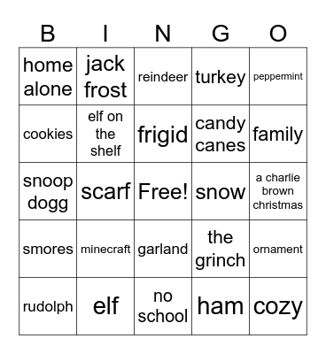 christmas bingo Card