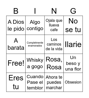 Bingo Musical Bingo Card