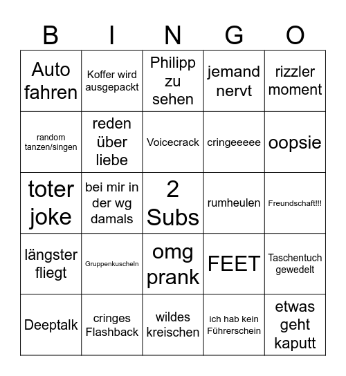 WG BINGO Card