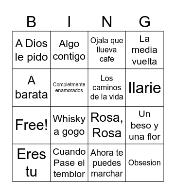 Bingo Musical Bingo Card