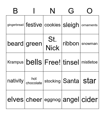 Fisher Christmas Bingo Card
