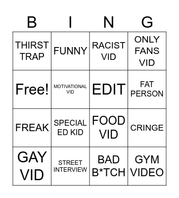 INSTAGRAM REELS Bingo Card