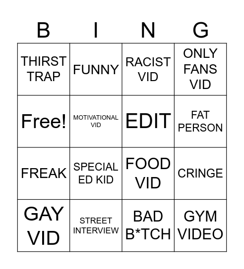 INSTAGRAM REELS Bingo Card