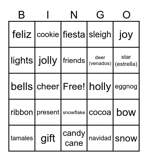 Holiday Bingo Card