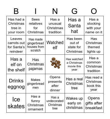 Christmas bingo Card