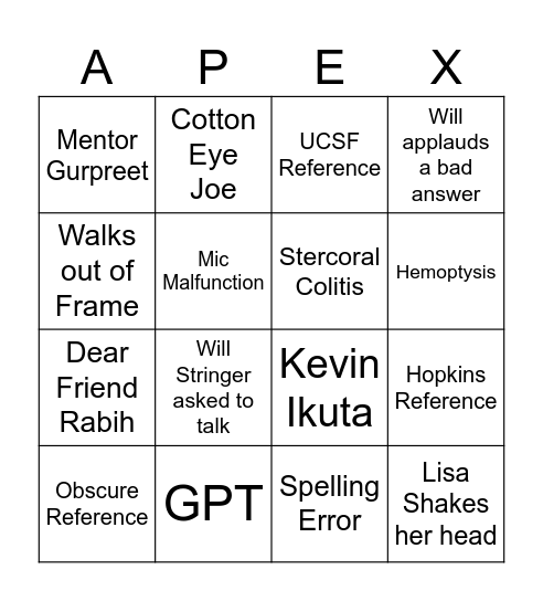 APEX BINGO Card