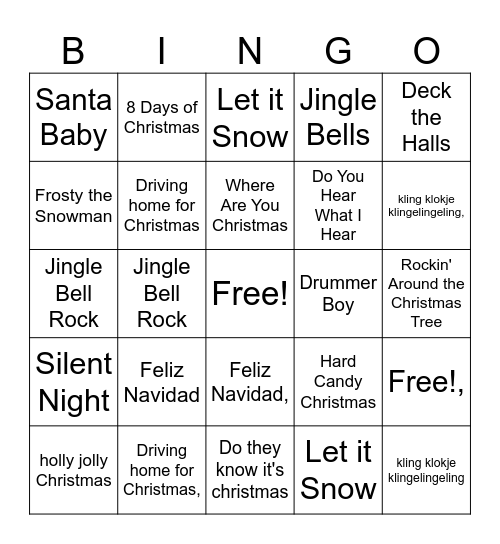Christmas Bingo Card