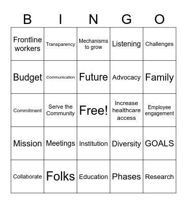 Town Hall Bingo Card