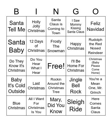 Christmas Music Bingo! Bingo Card