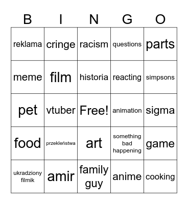 youtube shorts Bingo Card