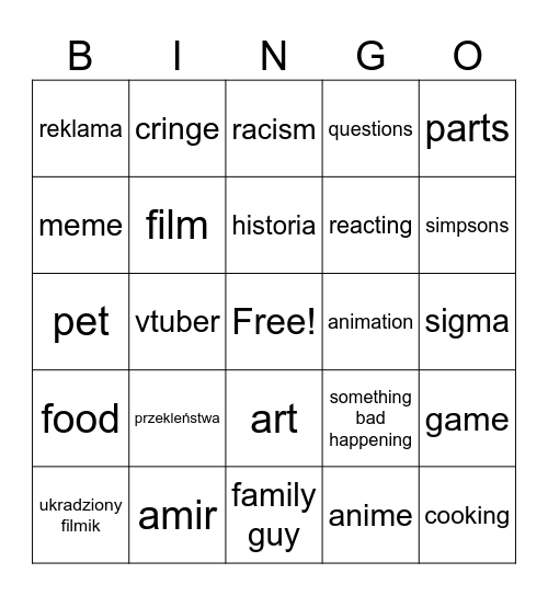 youtube shorts Bingo Card