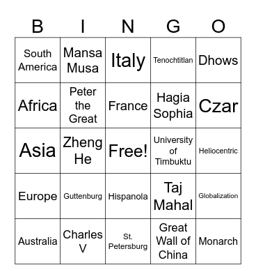 WHII Bingo Card