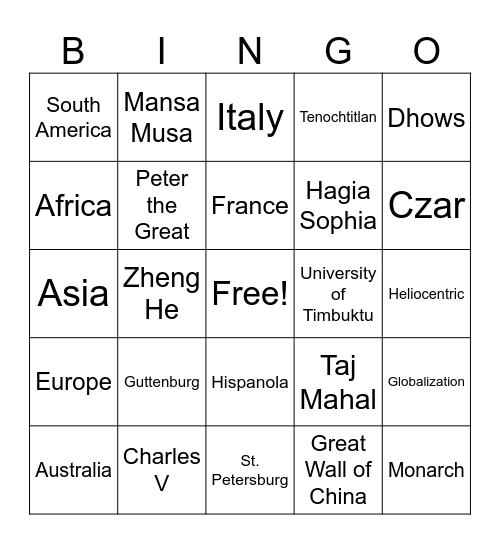 WHII Bingo Card