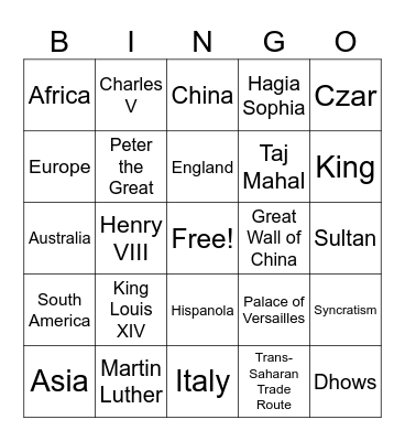 WHII Bingo Card