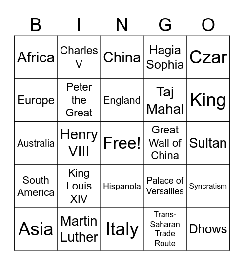 WHII Bingo Card