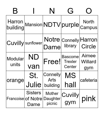 ND Bingo Card