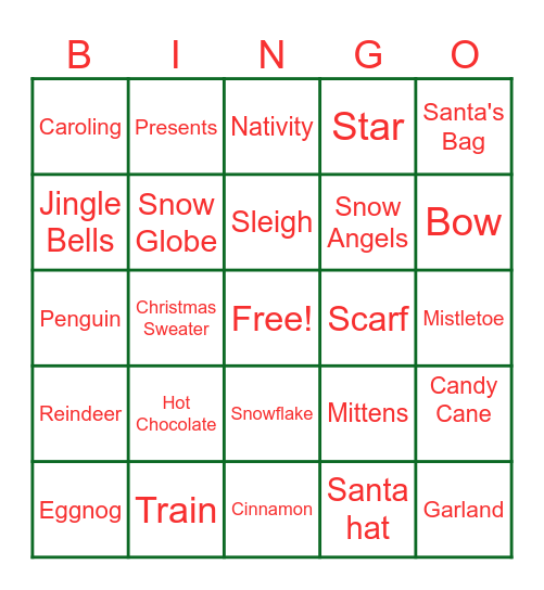 Merry Christmas Bingo Card