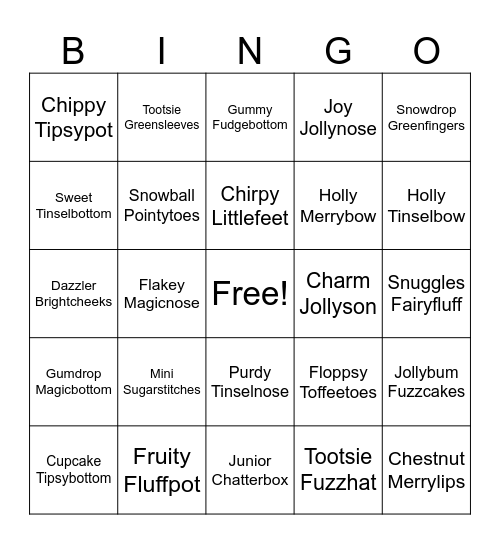 Holiday Bingo! Bingo Card