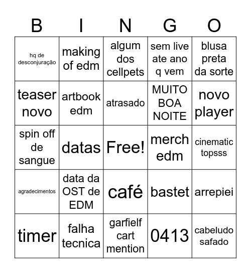 BINGO REVELANDO Bingo Card